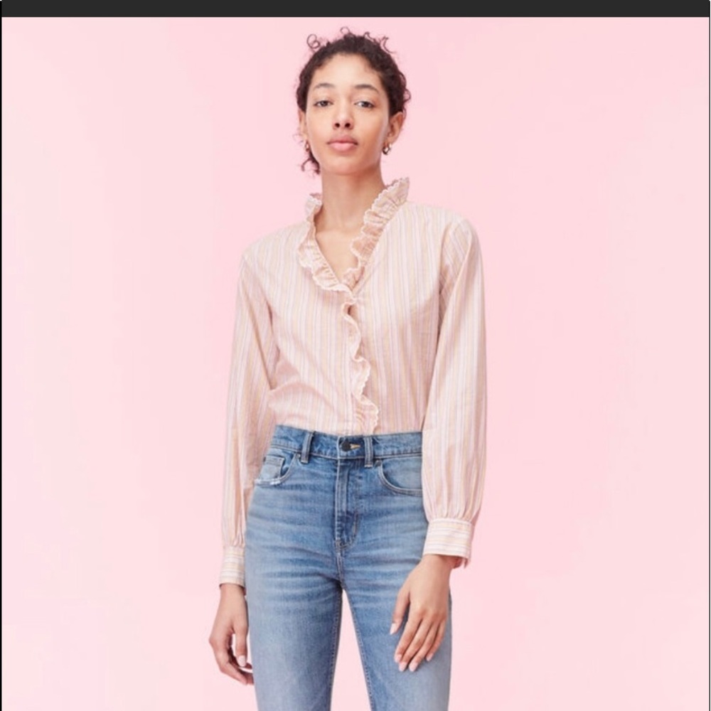 NWT LA VIE Rebecca Taylor embroidered striped top